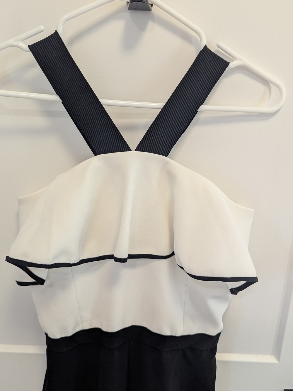 Ted Baker Black White Ruffle Wide Leg Jumpsuit - Picture 3 of 11